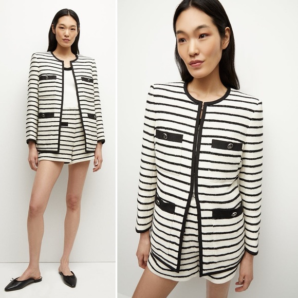 Veronica Beard Foster Dickey Jacket Black Ivory Size 10 - Picture 10 of 17